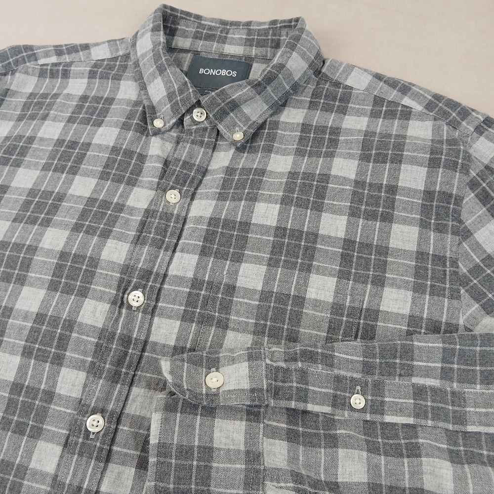 Bonobos Large Mens‎ Shirt Slim Flannel FLAW 21x27 Button Down Long Sleeve